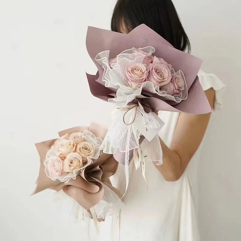 《ins包花纱星月纱蕾丝亮片纱手工花束diy材料玫瑰花包装纱星星网纱