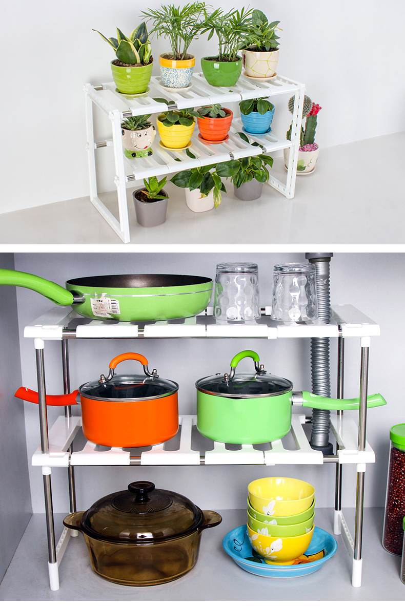 厨房可伸缩置物架橱柜落地多功能不锈钢水可调节多层收纳整理架 三维