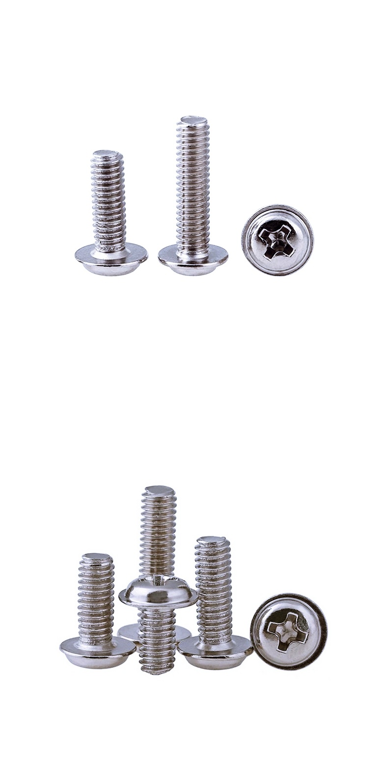 【m6m8】304不锈钢十字圆头带垫机螺丝 带介螺栓 螺丝钉 din967