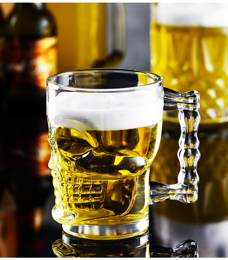 超大容量带把手啤酒杯1000扎啤杯500玻璃水杯大号1英雄杯jingping2只