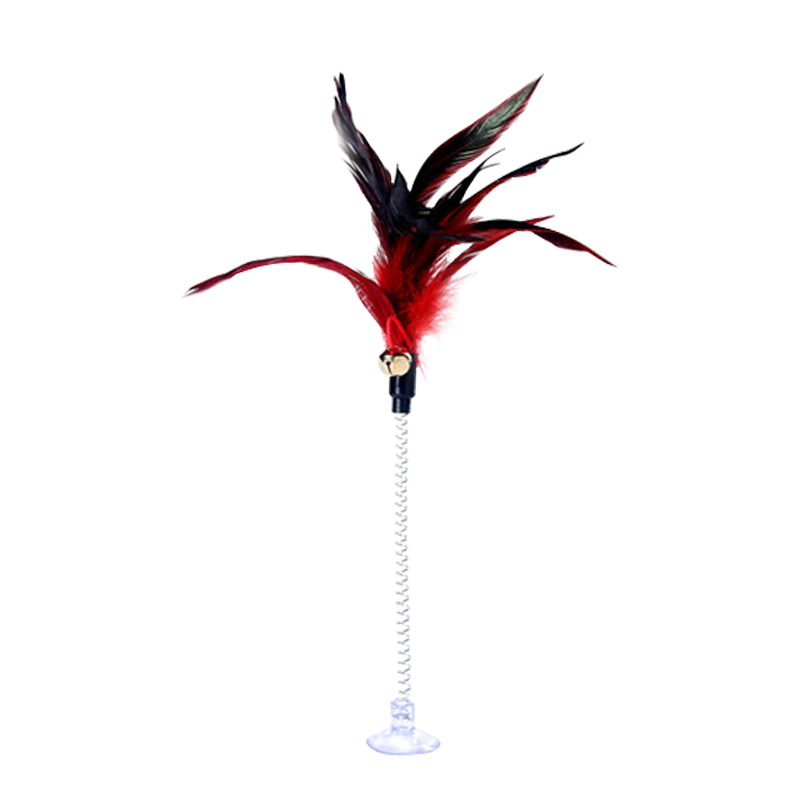 逗猫棒小猫幼猫用品神器耐啃咬自嗨铃铛猫咪羽毛吸盘斗猫棒猫玩具