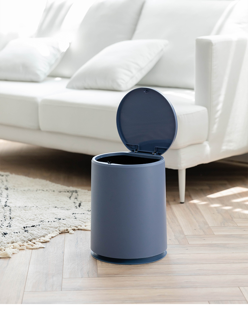 北欧风创意按压式垃圾桶简约客厅卧室家用带盖厕所卫生间大号纸篓三维