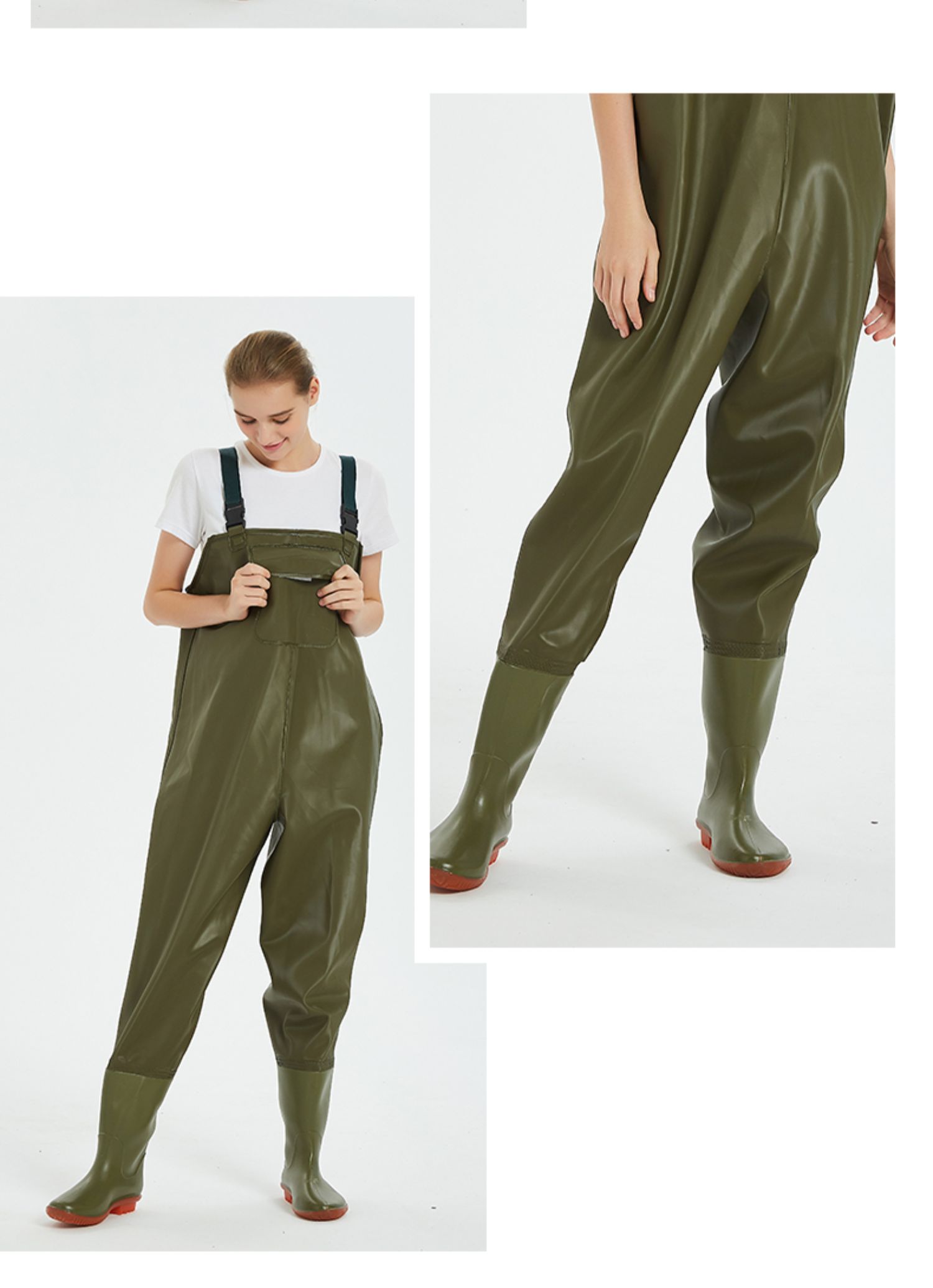 半身加厚下水裤防水衣服雨裤皮叉鱼全身男连体衣水裤子鞋耐磨