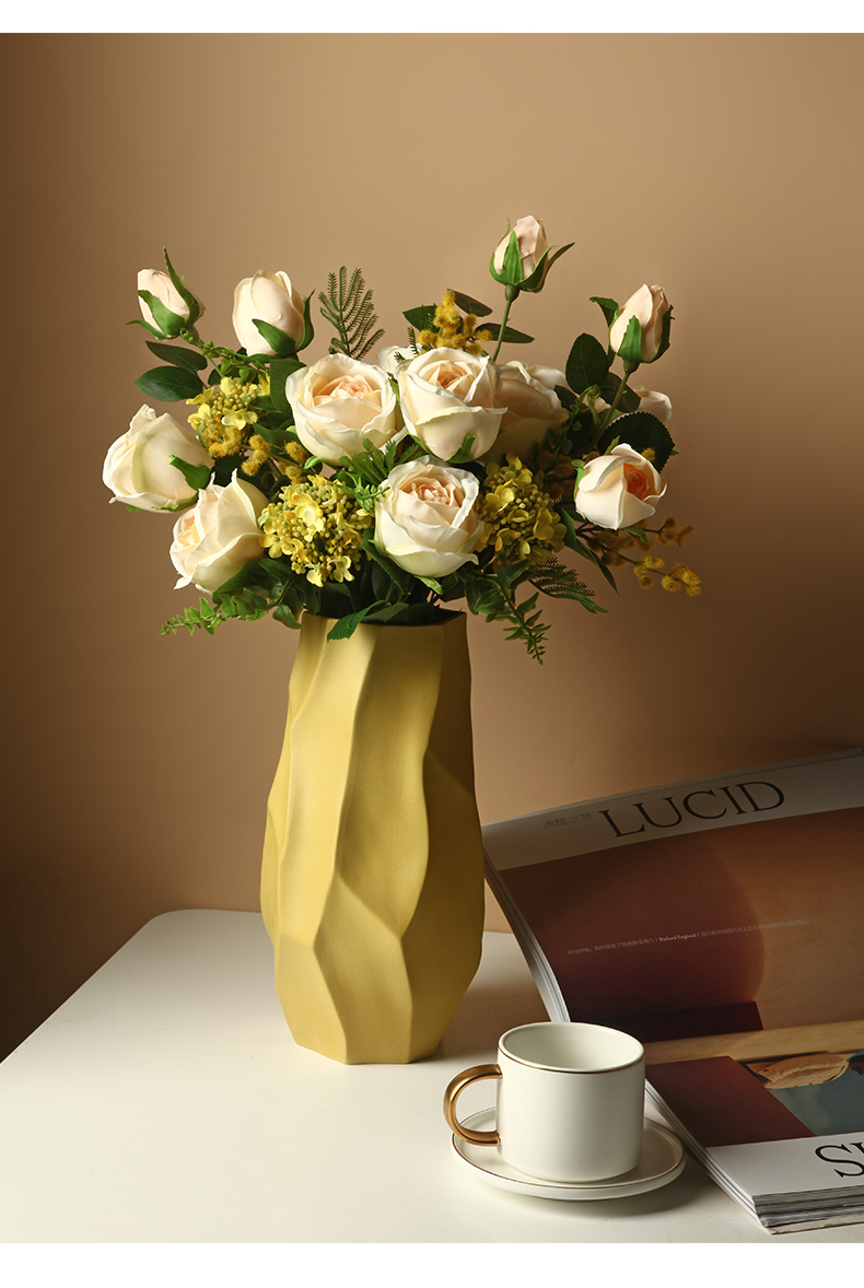 兆族现代简约花瓶摆件客厅插花干花北欧创意家居装饰品电视柜陶瓷摆设