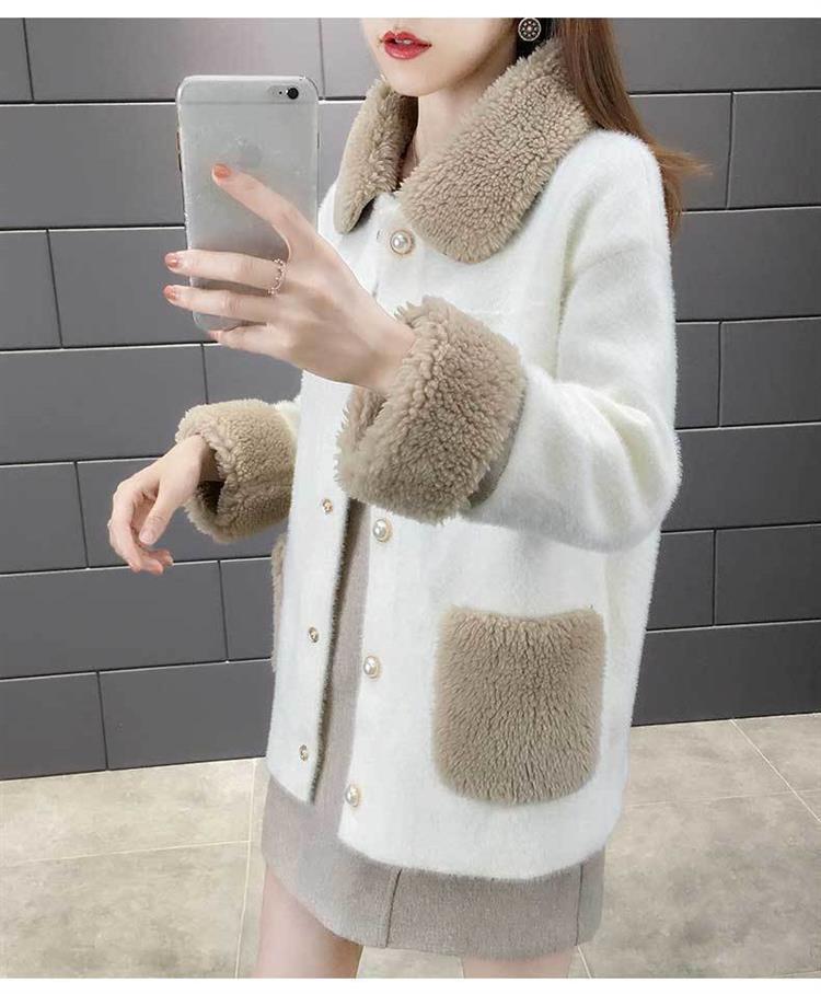 2021新款潮秋冬仿水貂绒颗粒绒外套女短款宽松韩版毛呢开衫上衣女