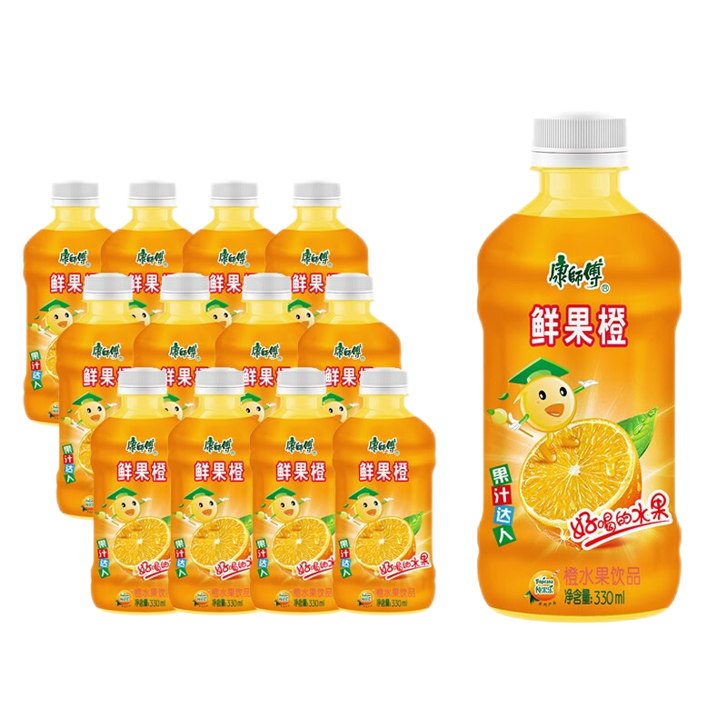 康師傅鮮果橙330ml12瓶迷你小瓶裝飲料