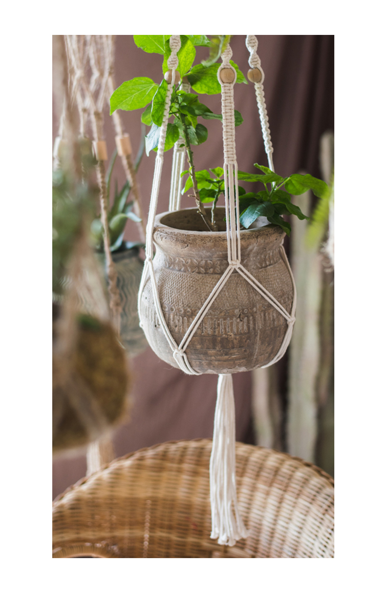 吊篮网兜花篮壁挂垂吊花器花盆悬挂创意g款麻绳网兜仅网兜不含花盆