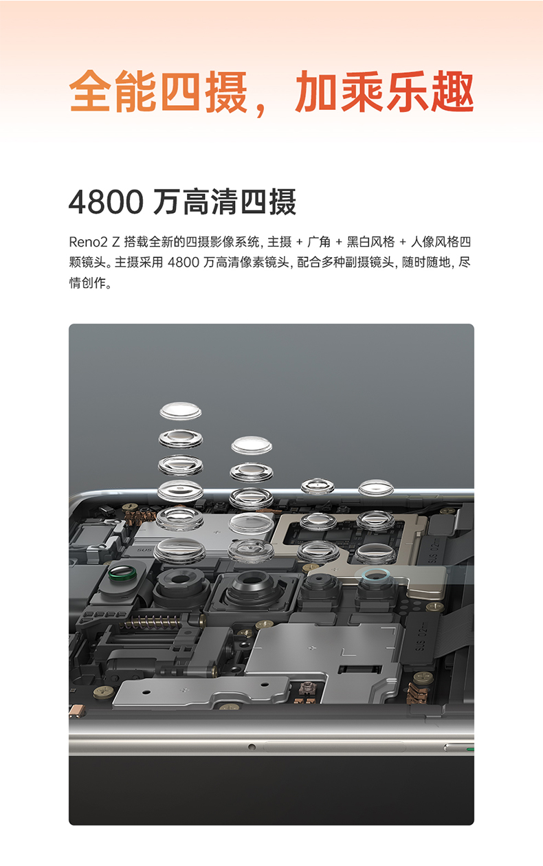 opporeno2z8g128g晨雾白4800万变焦四摄视频防抖65英寸阳光护眼全面屏