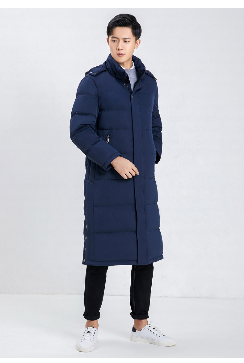 恒源祥男士羽绒服 恒源祥羽绒服男中长款连帽加厚中老年爸爸冬装新款