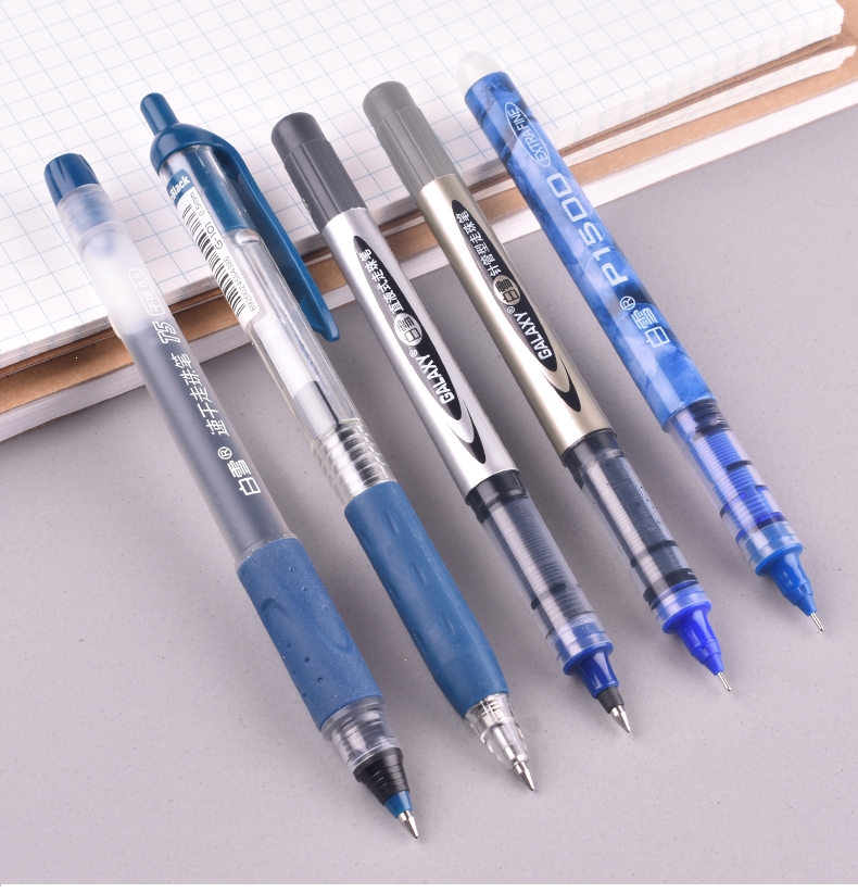 白雪snowhite医生护士处方笔墨蓝色中性笔水笔蓝黑直液式走珠笔子弹型