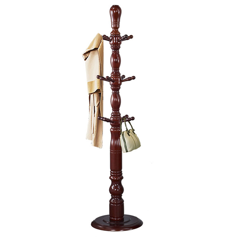 创世人衣架卧室落地欧式衣帽架实木北欧简约现代衣服架单杆式木质挂