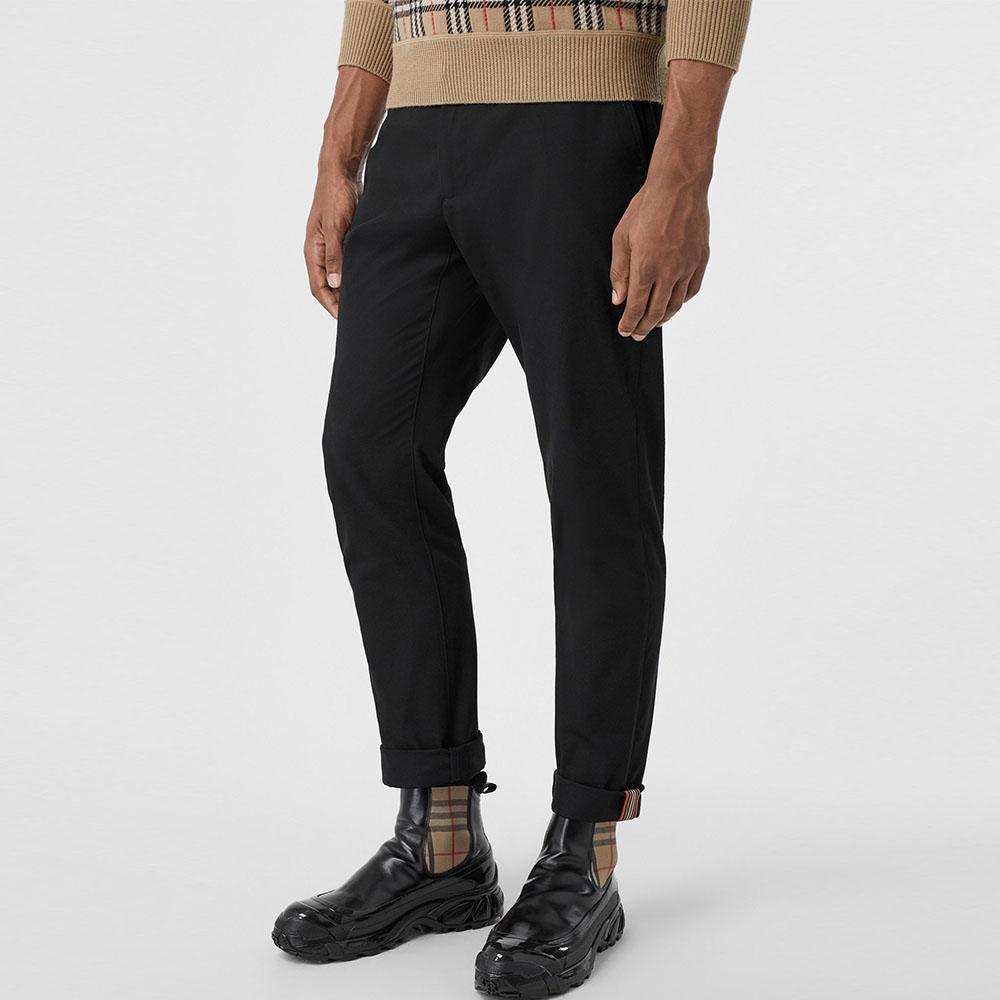 burberry博柏利男装休闲裤奢品巴宝莉男士拼色饰边裤子长裤8018098