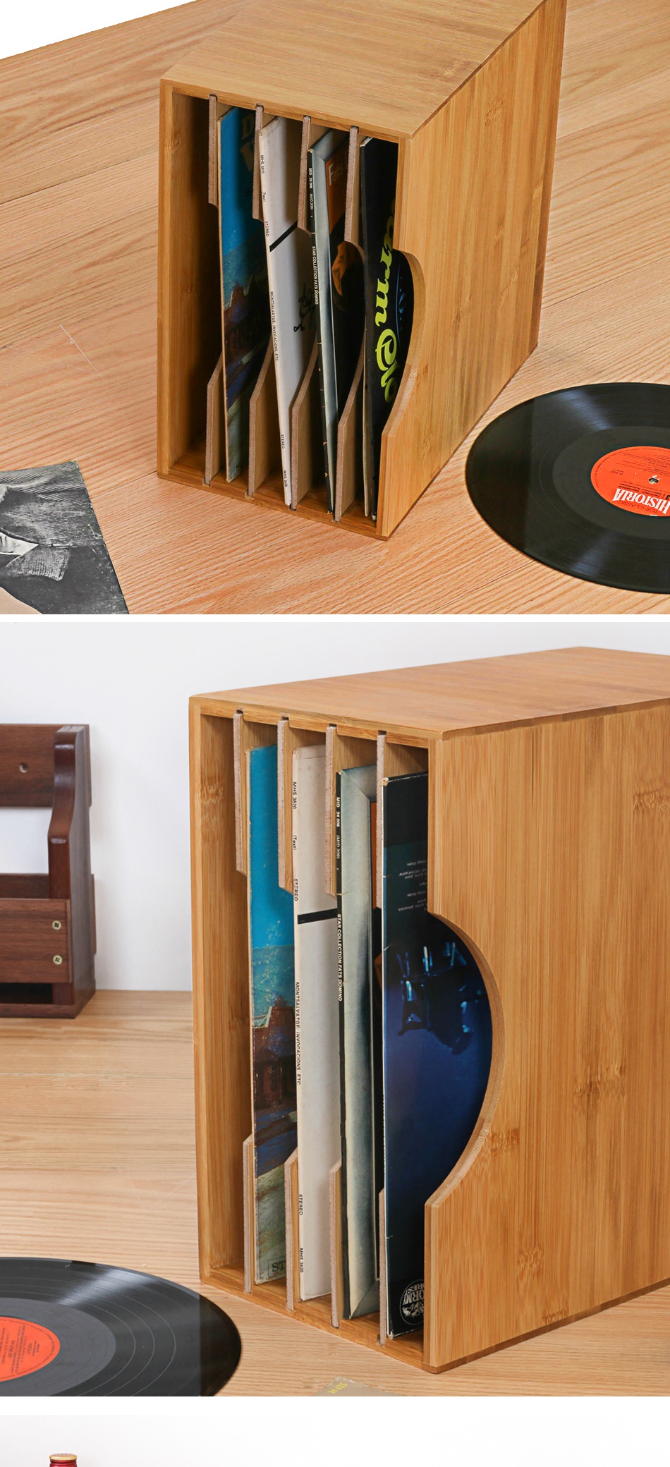 艺可恩黑胶唱片架古典怀旧lp唱片收纳架黑胶碟片收纳箱cd架收纳架