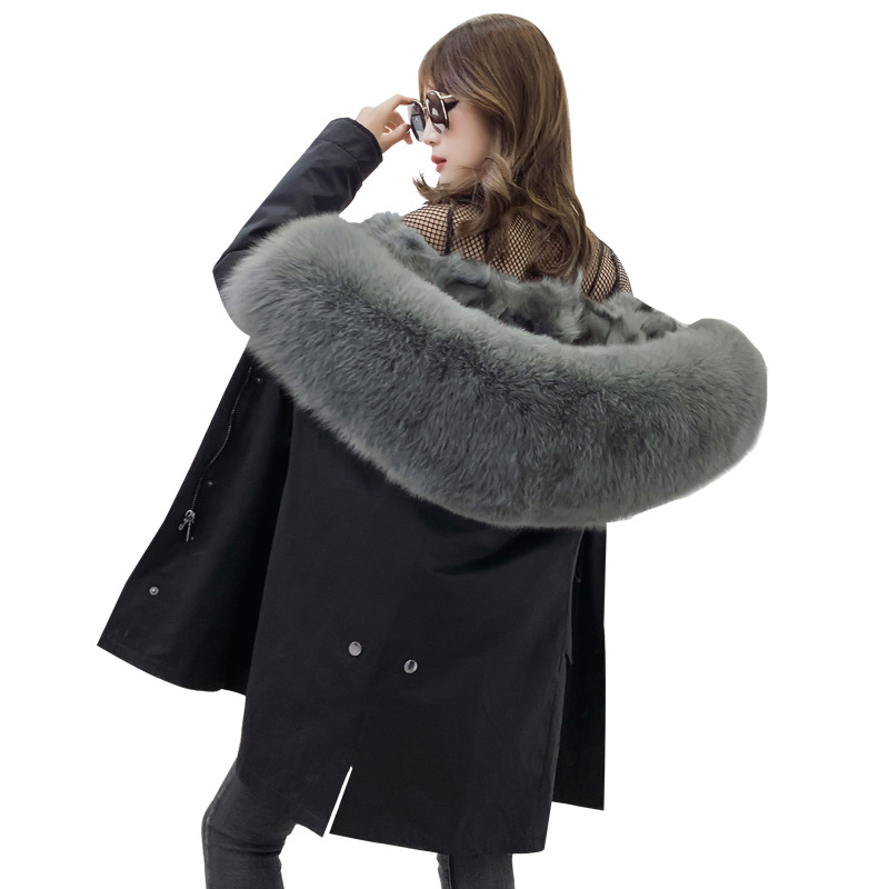 超级新品 2020新款派克服女狐狸毛大毛领韩版中长款可拆卸内胆皮草