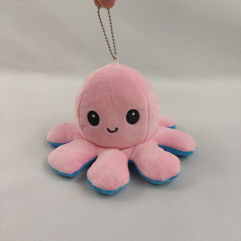 可爱翻面章鱼公仔生气双面翻转八爪鱼毛绒玩具变脸小章鱼玩偶挂件