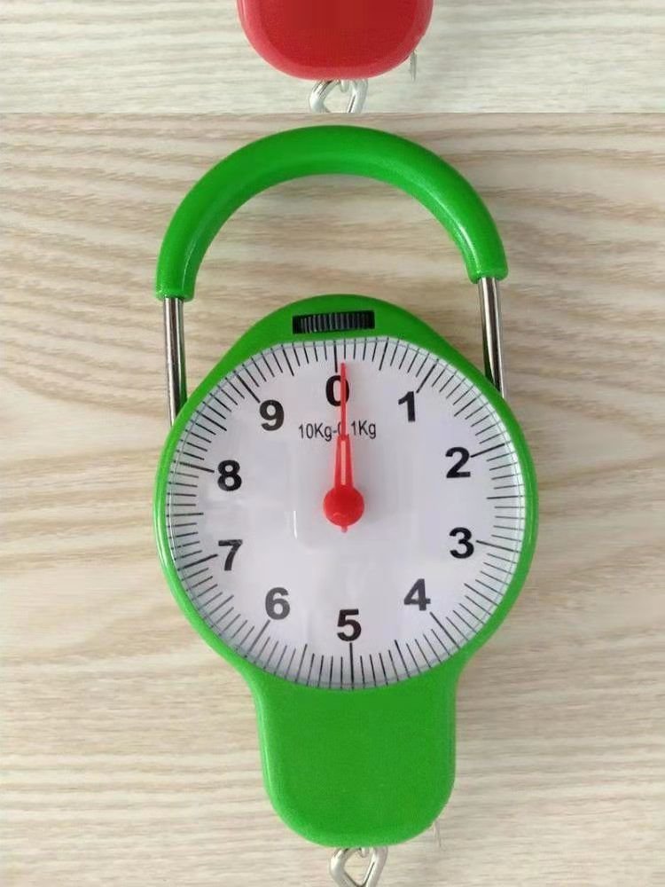 家用弹簧秤便捷试多功能10kg手提买菜精准秤小商贩秤带卷尺计算器黄色