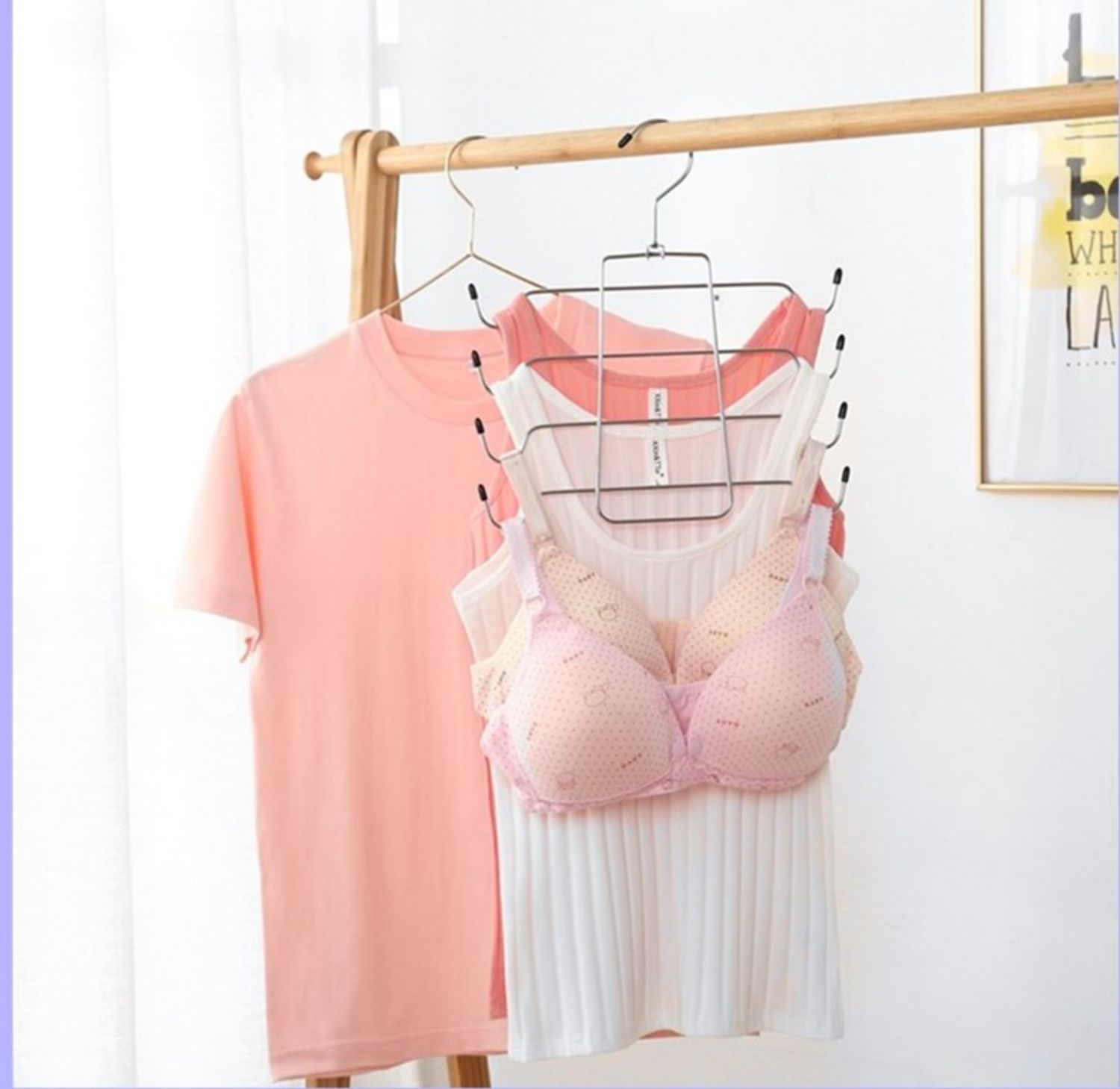 晾衣架文胸罩挂架多层内衣衣架折叠吊带背心收纳架多功能魔术衣架三维
