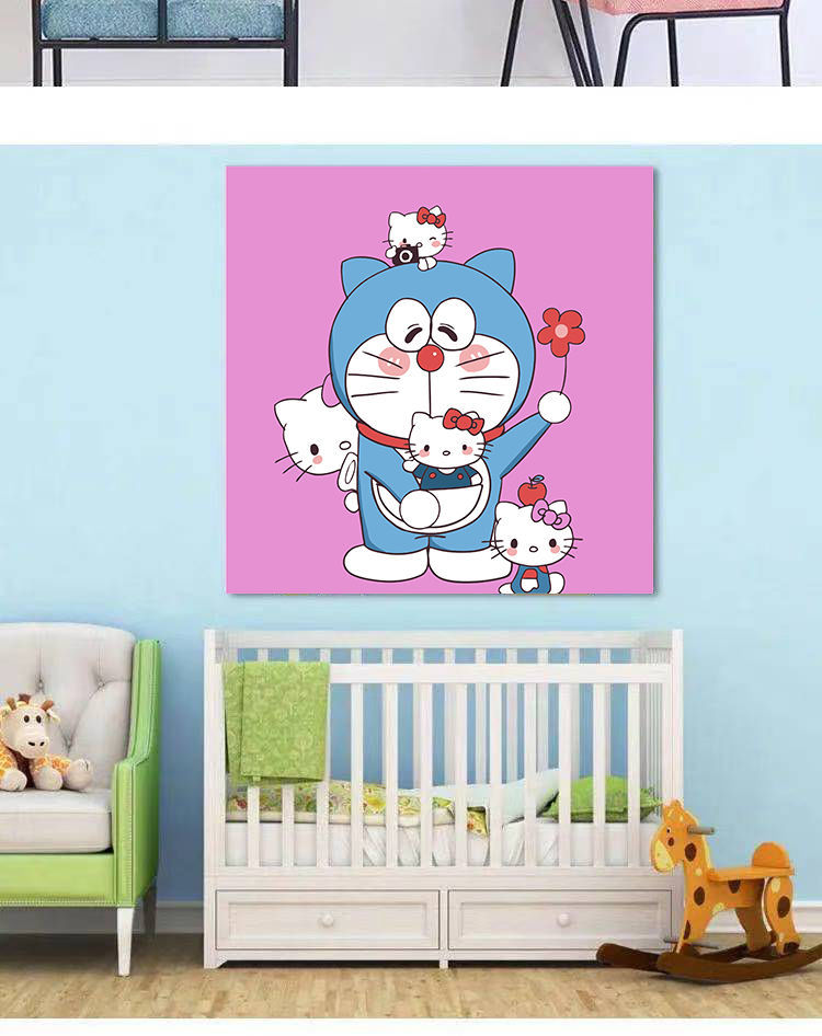 《diy数字油画动漫卡通叮当猫哆啦a梦生日礼物送闺蜜填色油彩装饰画
