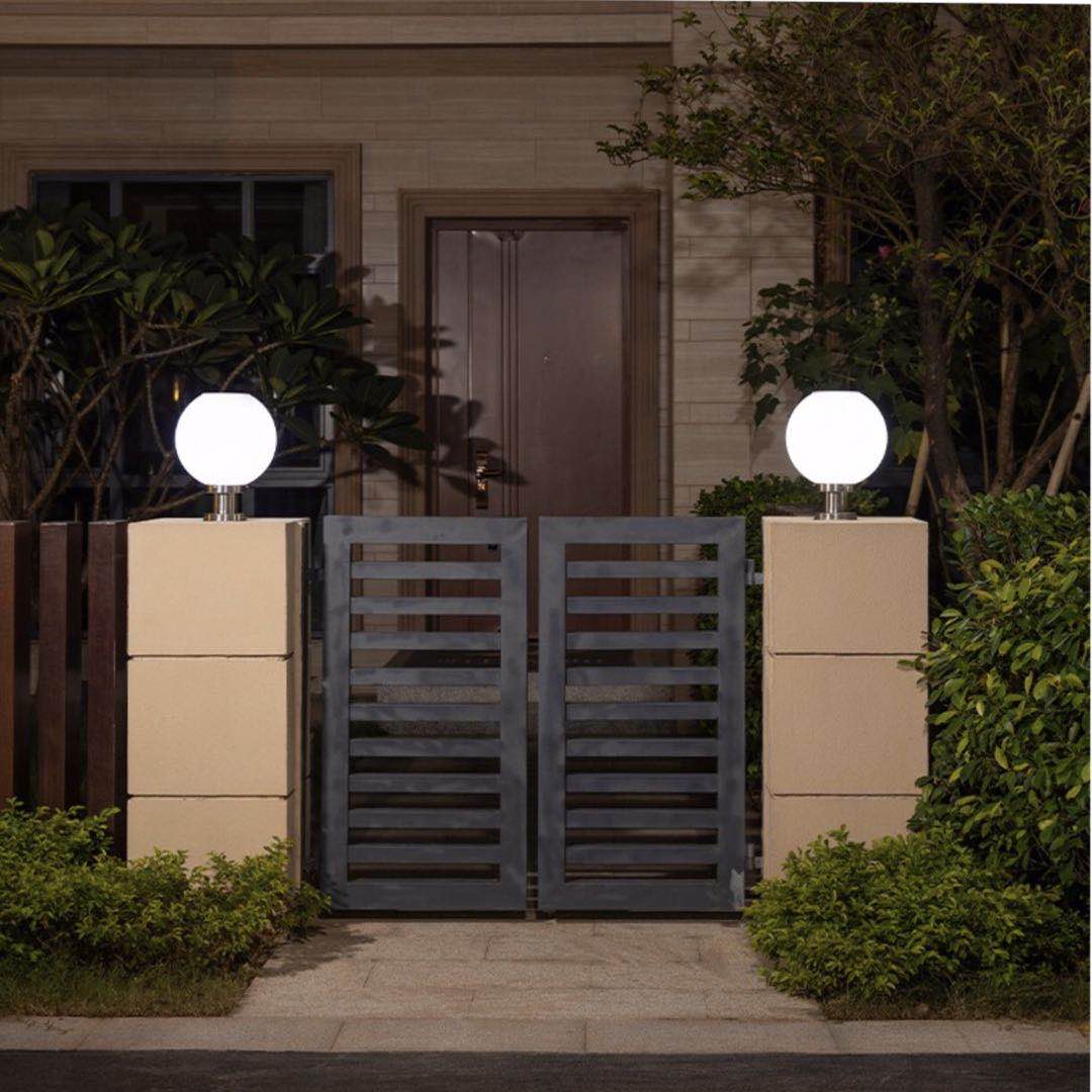 太阳能围墙柱子灯围墙灯户外防水摔不烂大庭院柱头灯圆球灯