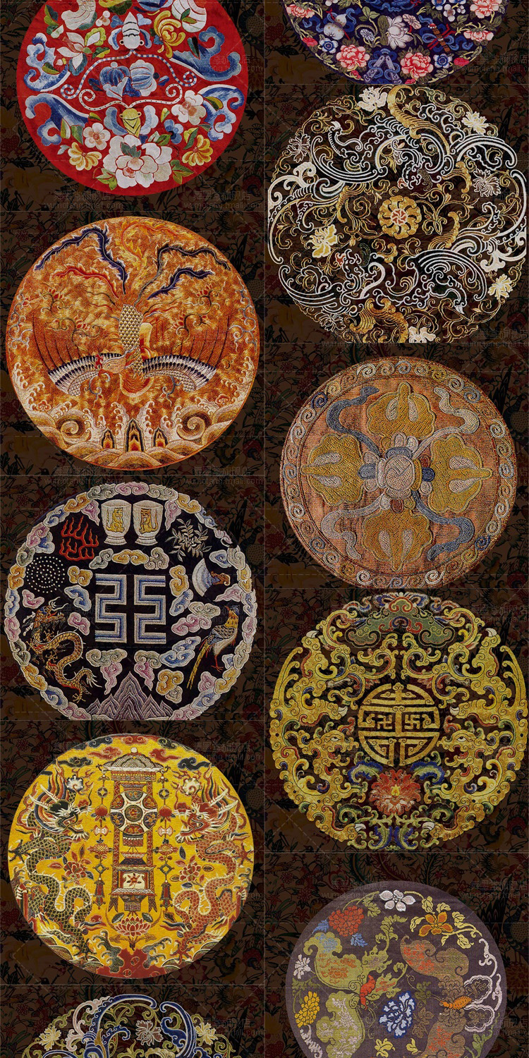 psd背景模板薇拉古装刺绣中国古代龙凤吉祥设计创意ps图案素材