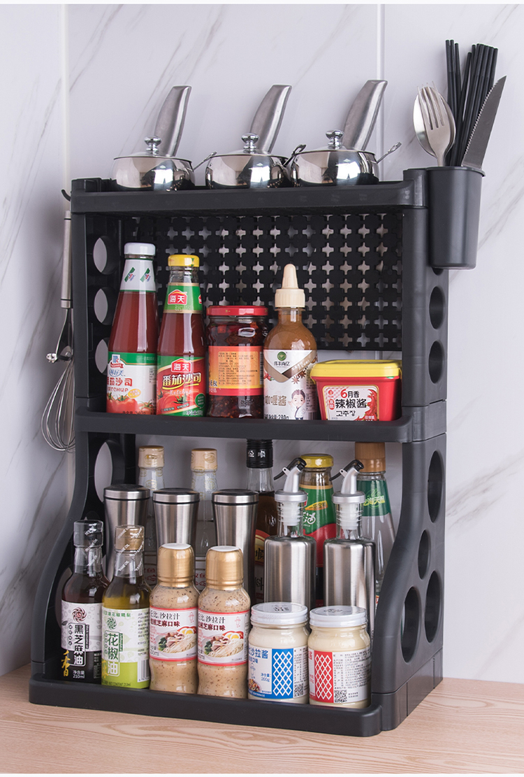 厨房置物架油盐酱醋刀架家用菜板收纳调料架多功能调味品架子