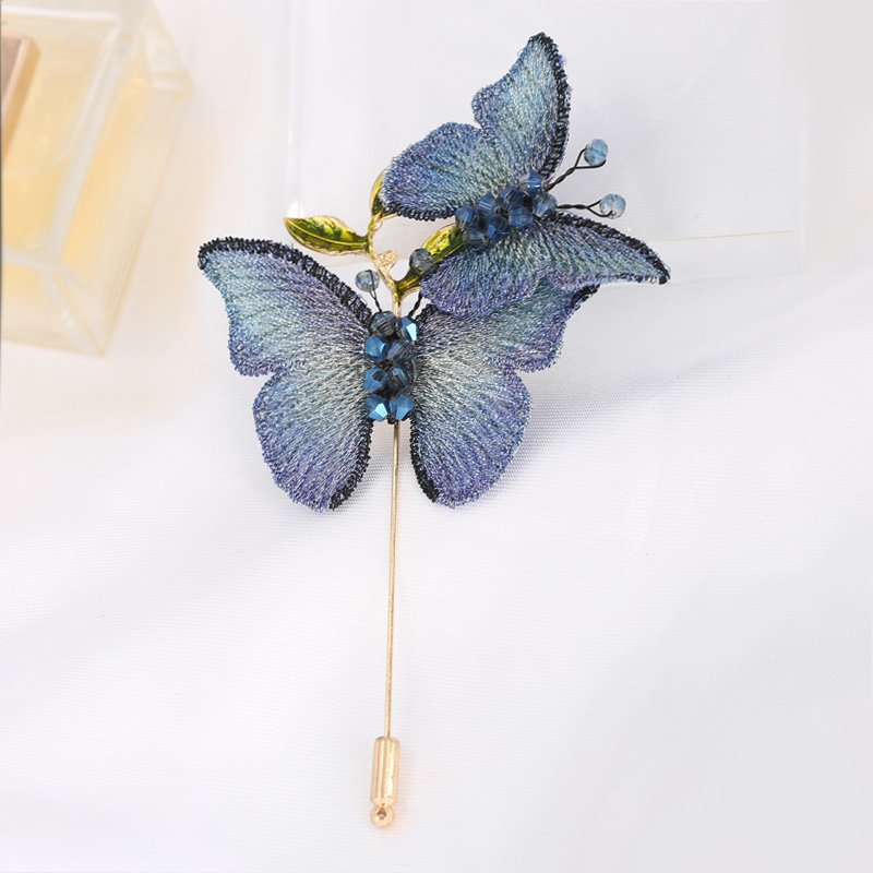 suntek日韩刺绣布艺蝴蝶胸针女配饰春季外套开衫别针时尚气质礼物女