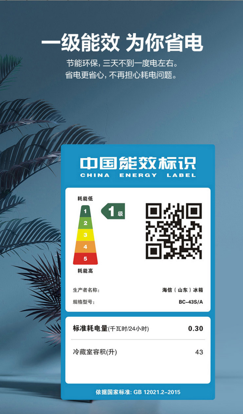 【99新】海信 (hisense) bc-43s/a迷你小型冰箱 一级能效 办公室学生