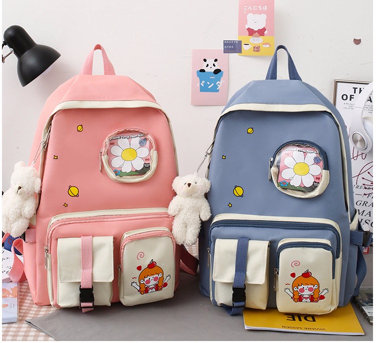 福源书包345 福源 双肩包女小学生初中学生多功能书包大容量高中学生