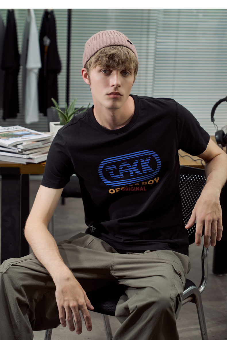 唐狮夏短袖t恤男潮酷学生宽松印花时尚短袖t恤z