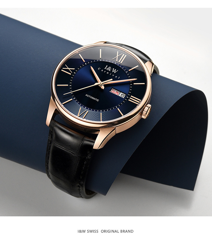 瑞士名表爱沃驰品牌iw男士手表男自动机械表男领袖系列超薄双日历皮带