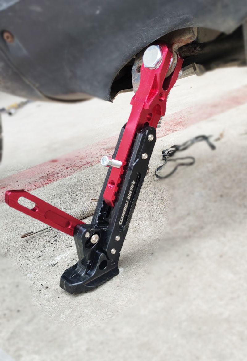 踏板摩托车电动车可调节改装边撑脚车梯福喜鬼火侧脚架站脚偏支架红色