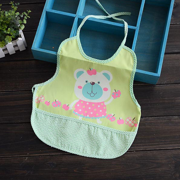 吃饭围兜宝宝饭兜防水围嘴婴儿童小孩喂饭系带防脏无袖罩衣画画衣粉色