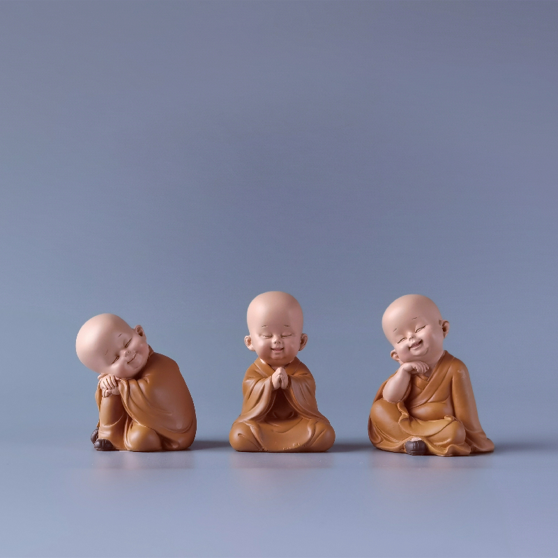 迷你慧能小和尚禅意摆件古风办公室茶桌面装饰中国风少林寺纪念品三维