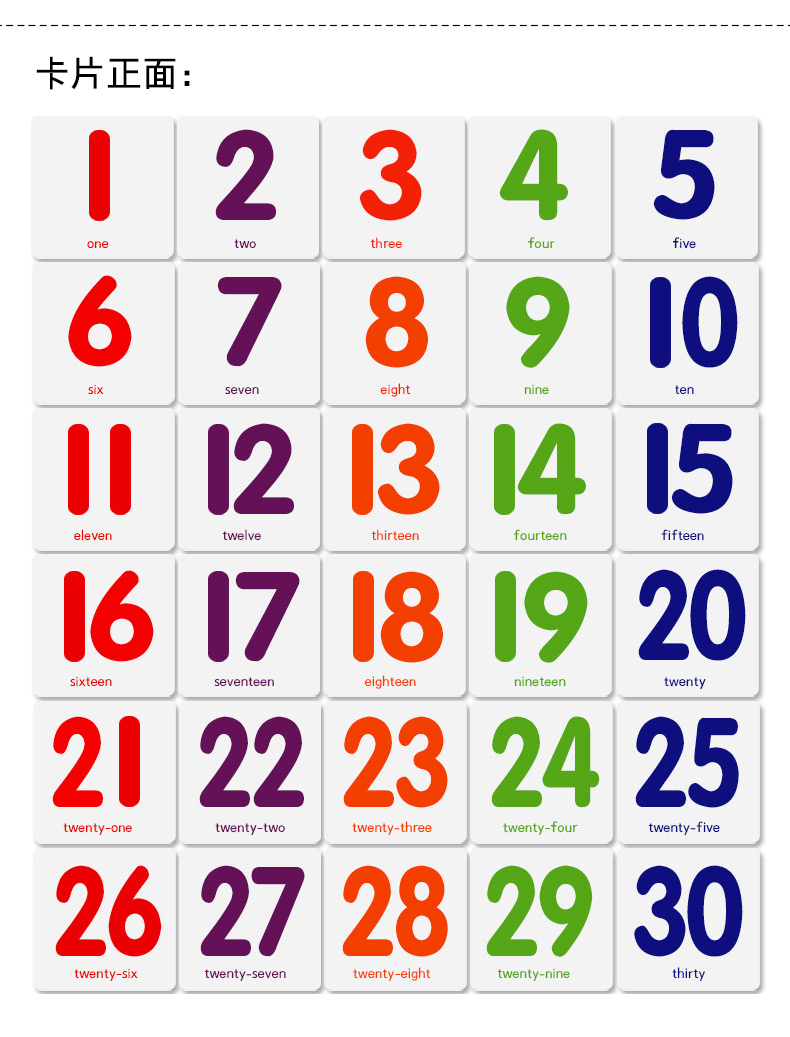 鹏辰正版开心数字卡片撕不烂塑料彩图认数识数幼儿宝宝儿童早教启蒙