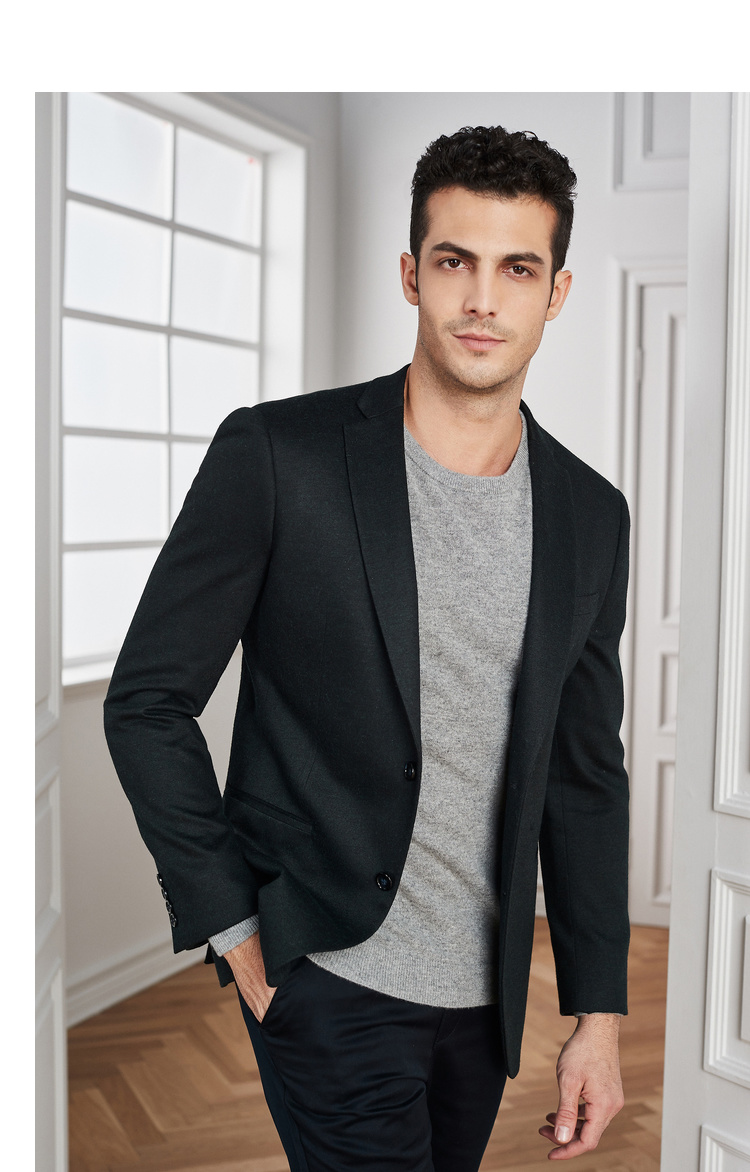 firs杉杉西服男秋季纯棉羊毛单西男