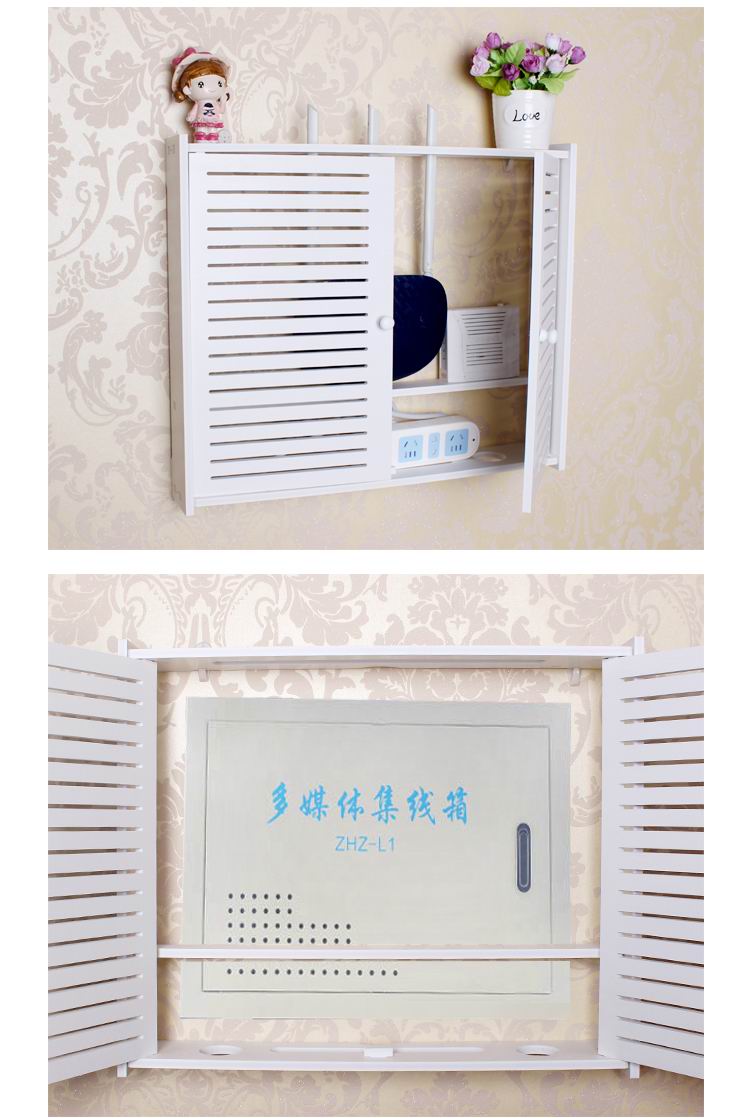 超级新品 多媒体信息箱遮挡无线wifi路由器机顶盒猫插板装饰壁挂集线