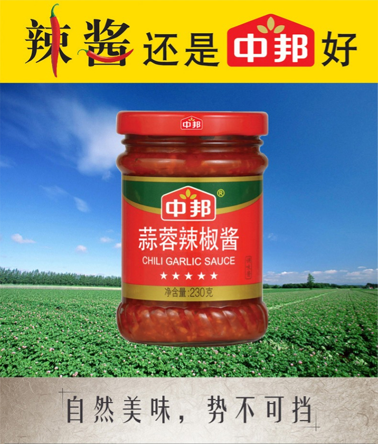 中邦蒜蓉辣椒酱230gx4瓶装下饭酱佐餐酱拌饭酱火锅蘸料凉拌麻辣调味