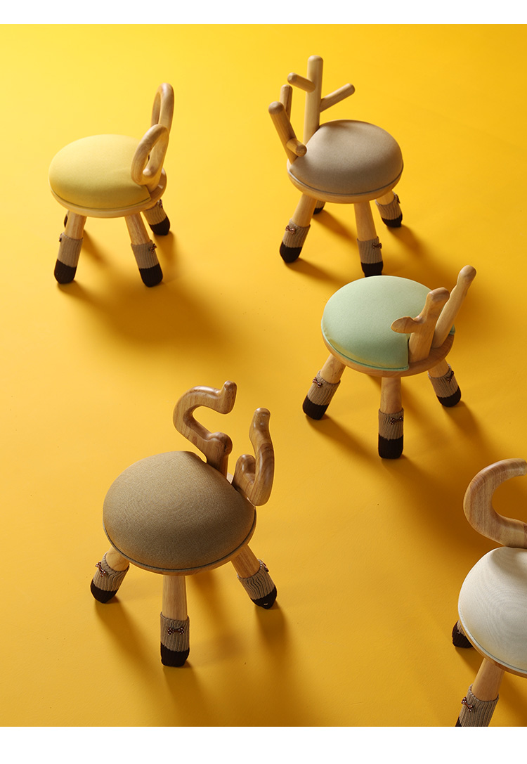家用靠背板凳动物儿童椅创意可爱凳子简约矮凳幼儿园宝宝实木椅子