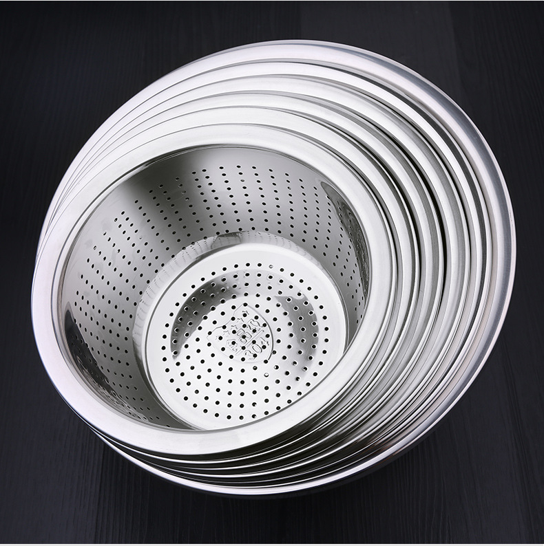 304不锈钢漏盆加厚沥水盆水果盘22cm