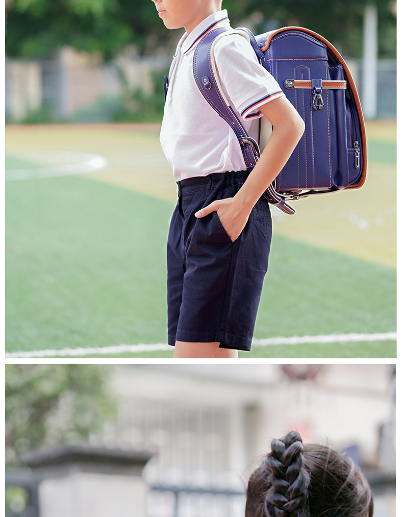 日本ikedaya池田屋小学生儿童护脊书包进口纤维防水天深蓝色