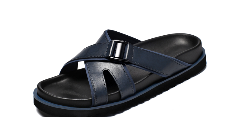 nautica诺帝卡男士拖鞋夏室外时尚凉鞋外穿防滑真皮牛皮凉拖鞋男