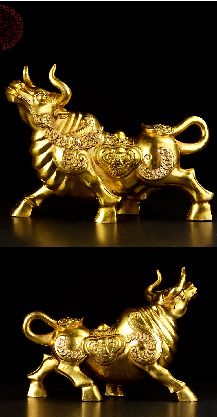 宏图好运铜牛摆件大号华尔街牛家居客厅办公室工艺礼品摆件