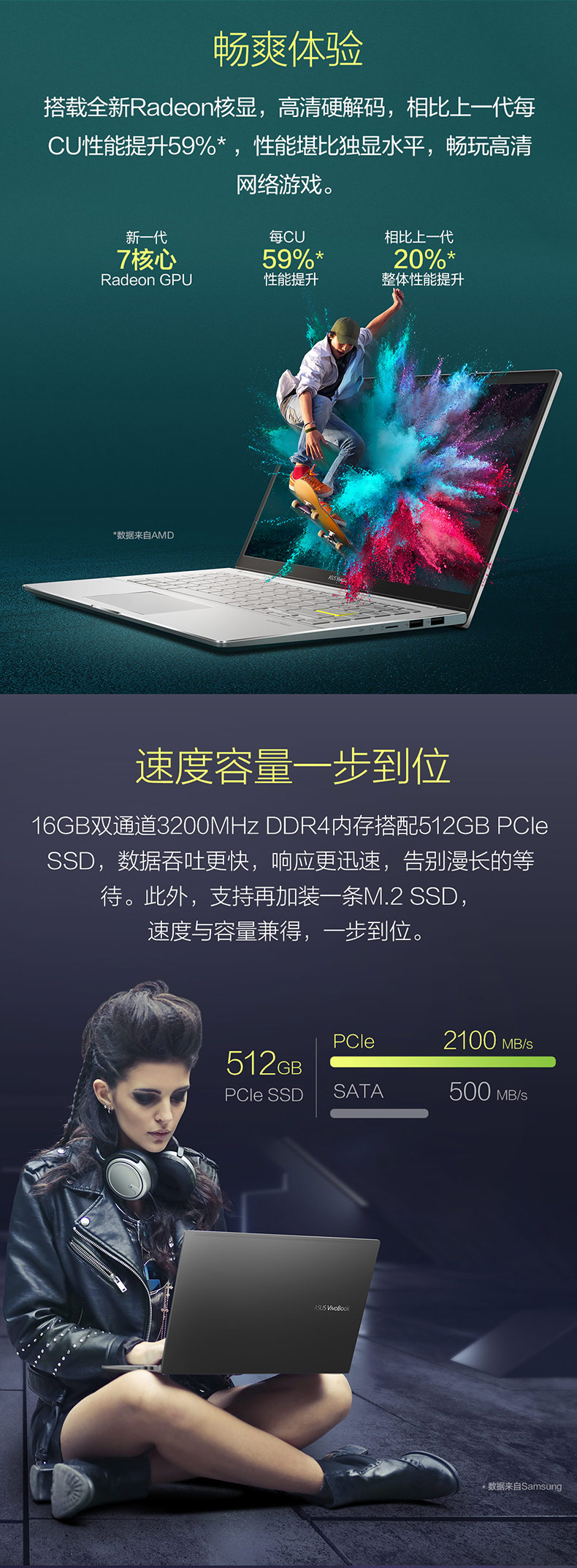 华硕asus灵锐14m4600ia47007nm新锐龙八核140英寸轻薄商务办公手提