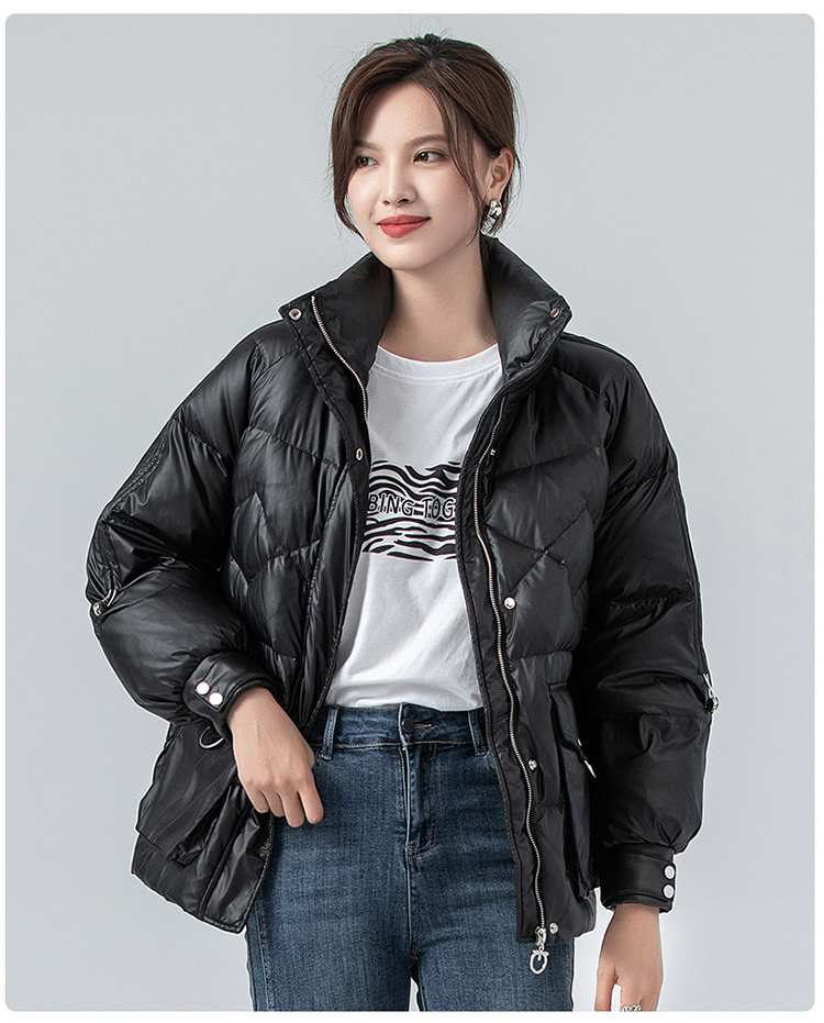 雪中飞(snow flying)女士羽绒服 雪中飞2021新款立领防风短款宽松白