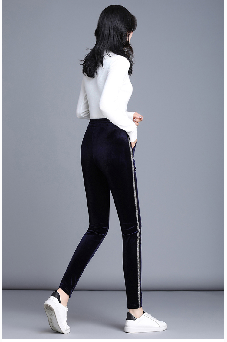 金丝绒裤子女春秋冬款加绒打底裤外穿修身显瘦大码加厚休闲小脚裤