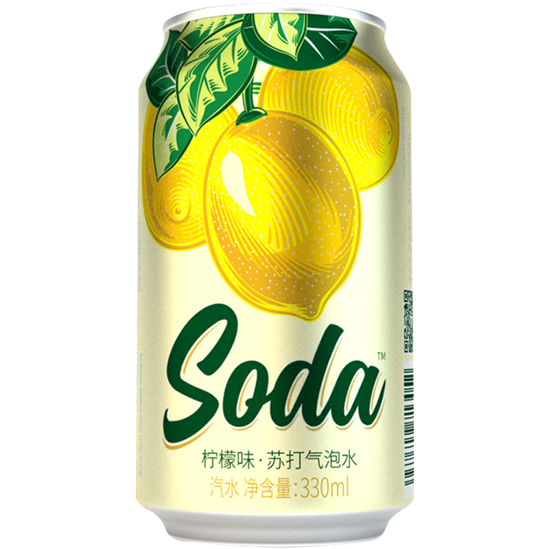 名仁苏打水气泡水柠檬味汽水饮料饮品整箱330ml24罐