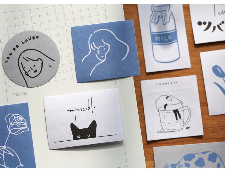 盐系卡通ins风贴纸岛屿花园文艺小清新手绘diy少女心手账装饰素材贴画