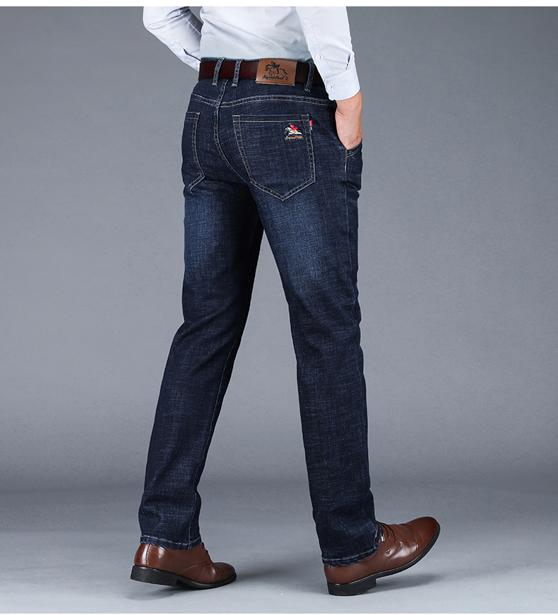 传奇保罗牛仔裤男2019新款秋冬弹力直筒修身高端商务休闲长裤