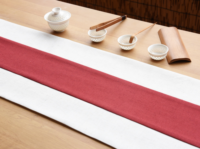 新中式绿色棉麻桌旗禅意茶席麻布现代简约茶艺桌布中国风布艺长条