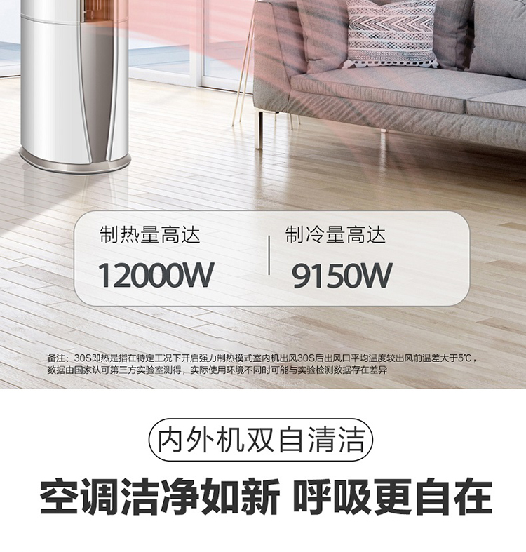 统帅leader海尔出品3p一级变频智能自清洁家用空调柜机kfr72lw81tta